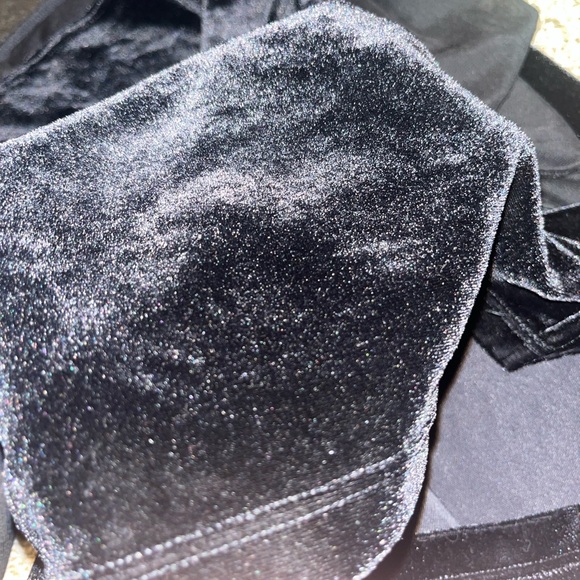 Black Velvet Top with Long Mesh Sleeves - Picture 3 of 4